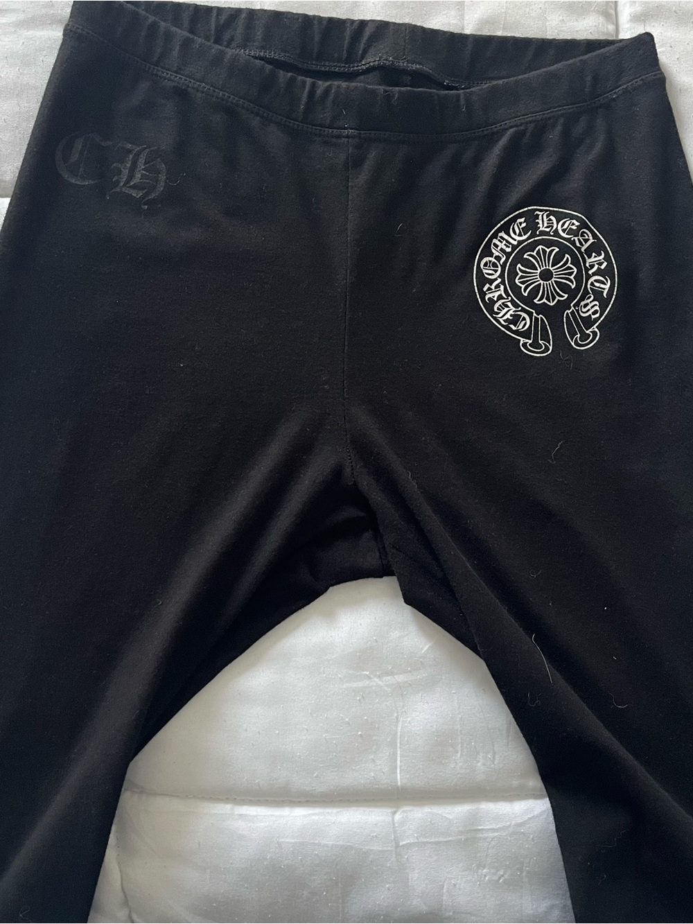 Chrome Hearts Black Leggings with Silver Gothic Logo Print - Picture 7 of 10